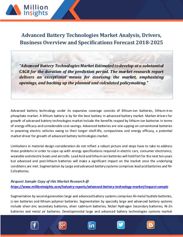 Market World Advanced Battery Technologies Market Analysis