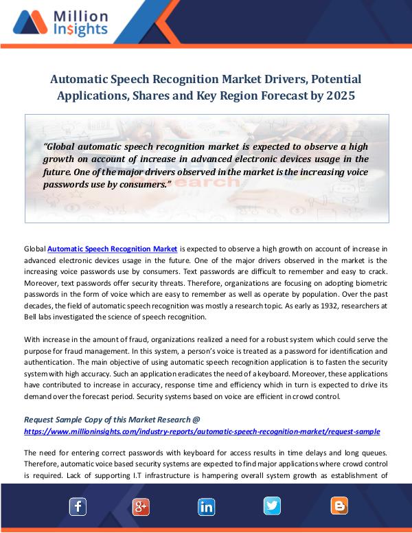 Automatic Speech Recognition Market Drivers