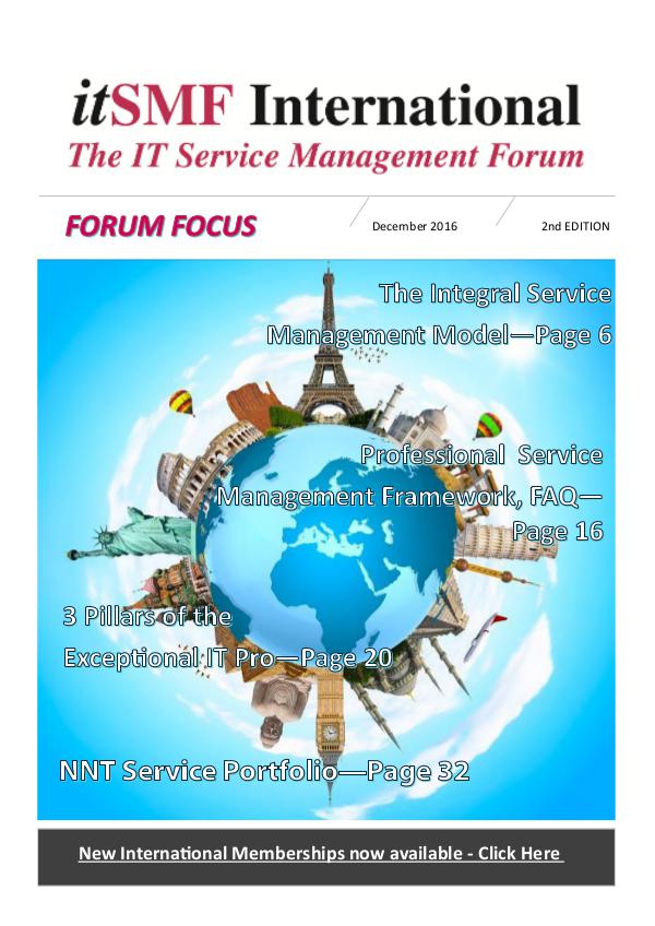 itSMFI 2016 Forum Focus - December Forum Focus ITSMFIV3