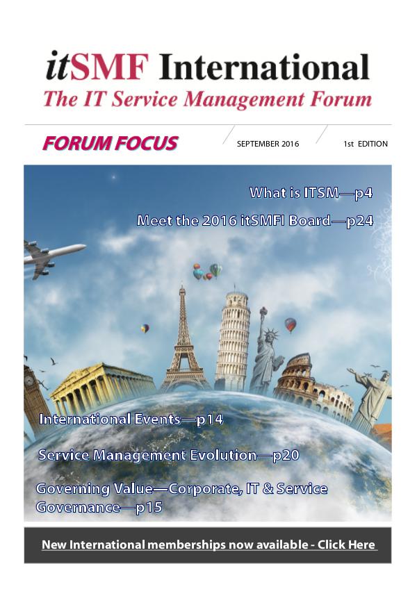 itSMFI 2016 Forum Focus - September Forum Focus ITSMFI Sept 2016
