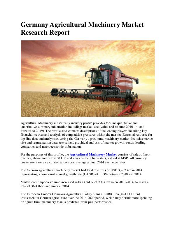 Germany Agricultural Machinery Market Research Rep