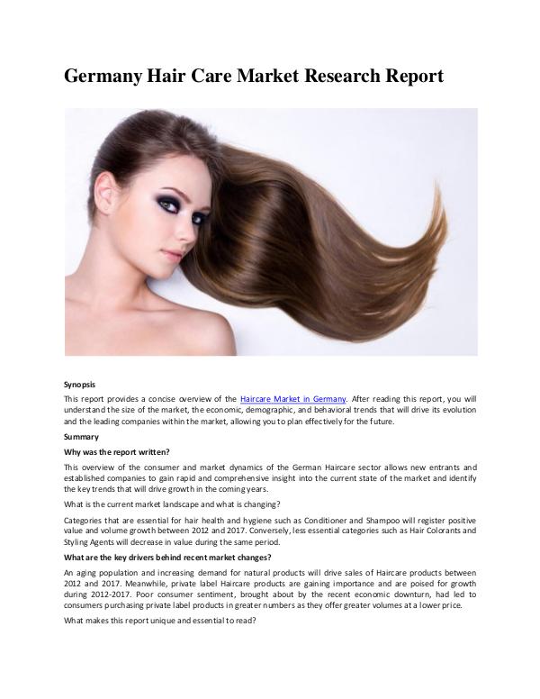 Germany Hair Care Market Trends