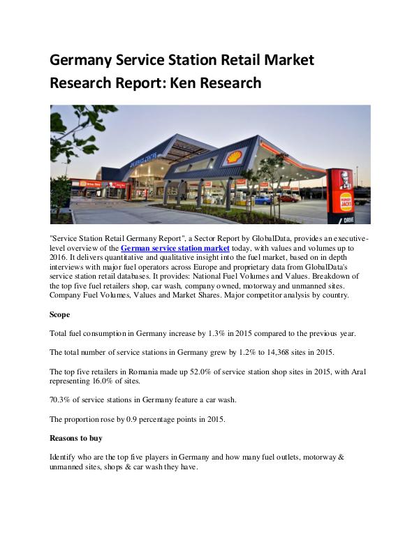 Germany Service Station Retail Market Research Rep