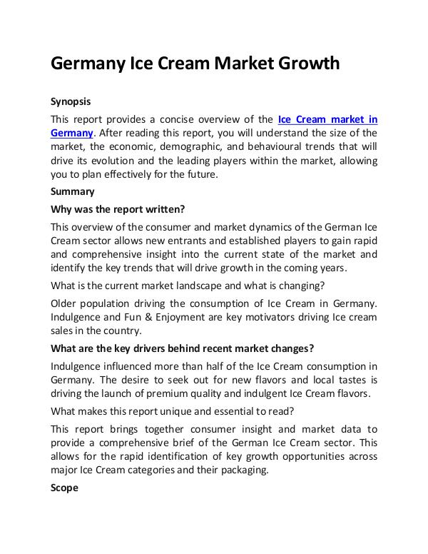 Germany Ice Cream Market Growth