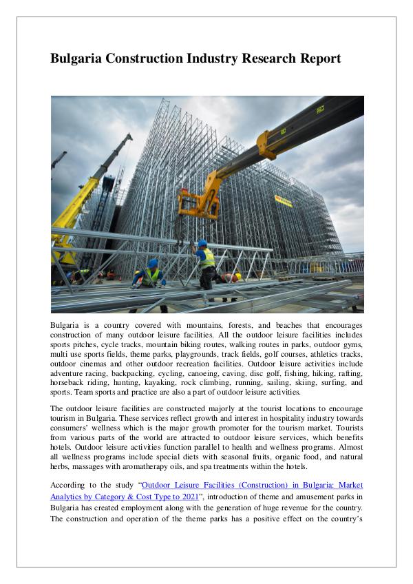 Bulgaria Construction Sector Research Report