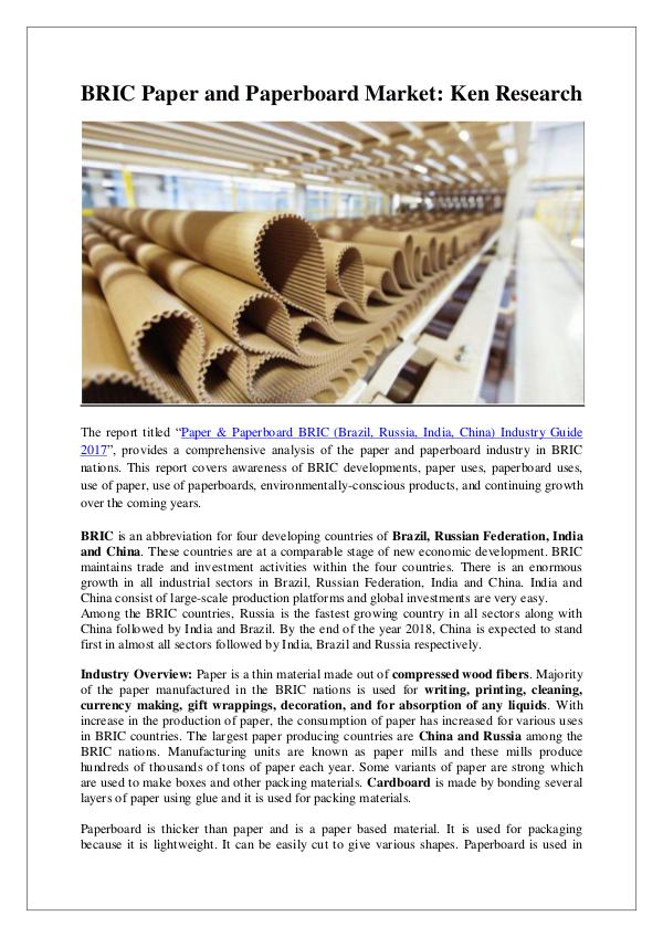 Ken Research - BRIC Paper and Paperboard Market