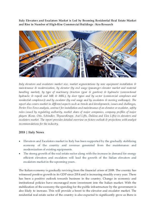 Italy Elevators and Escalators Industry Research