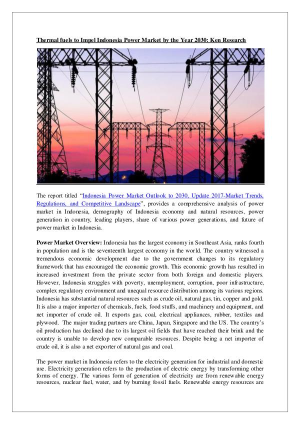Indonesia Power Market Outlook