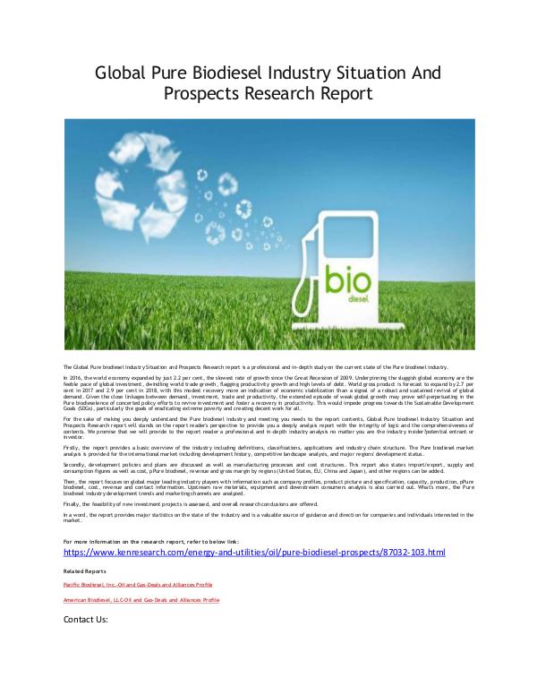 Global Biodiesel Market Research Report