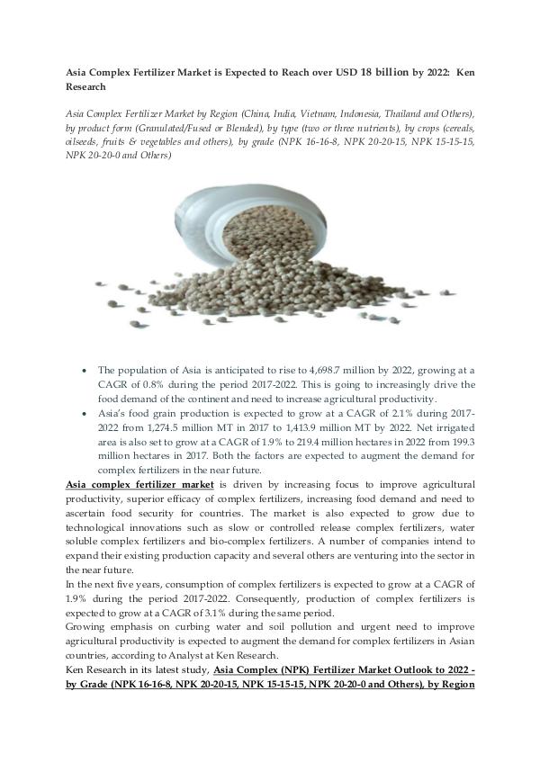 Ken Research - Asia Complex Fertilizer Market Outlook to 2022