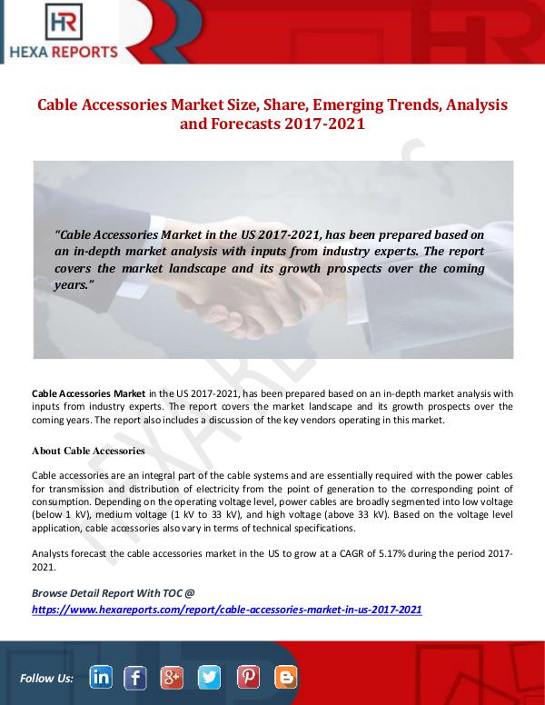 Hexa Reports Cable Accessories Market Size, Share, Emerging Tre