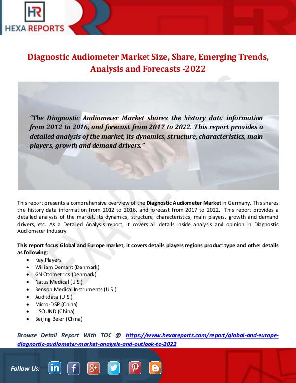 Hexa Reports Diagnostic Audiometer Market Size, Share, Market T