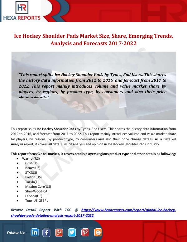 Hexa Reports Ice Hockey Shoulder Pads Market Size, Share, Emerg