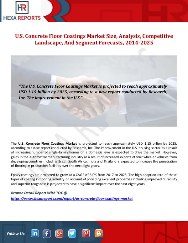 Hexa Reports U.S. Concrete Floor Coatings Market Size, Analysis