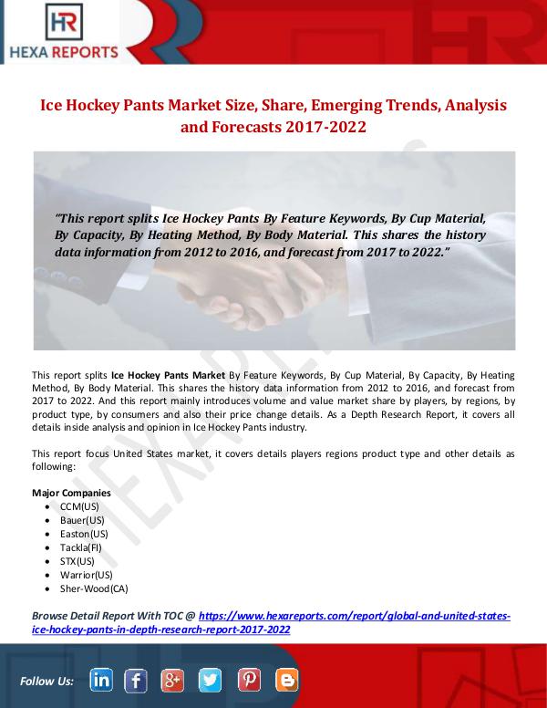 Hexa Reports Ice Hockey Pants Market Size, Share, Emerging Tren