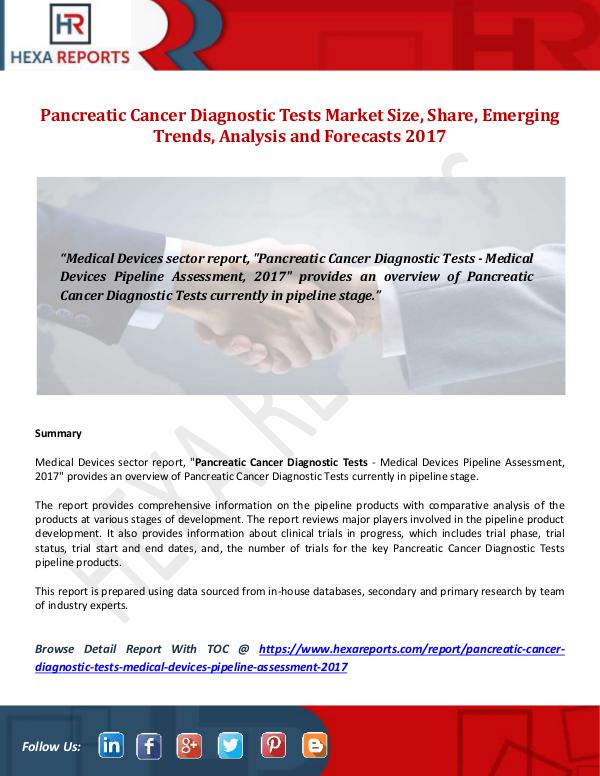 Hexa Reports Pancreatic Cancer Diagnostic Tests Market Size, Sh