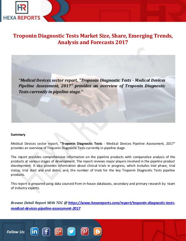 Hexa Reports Troponin Diagnostic Tests Market Size, Share, Emer