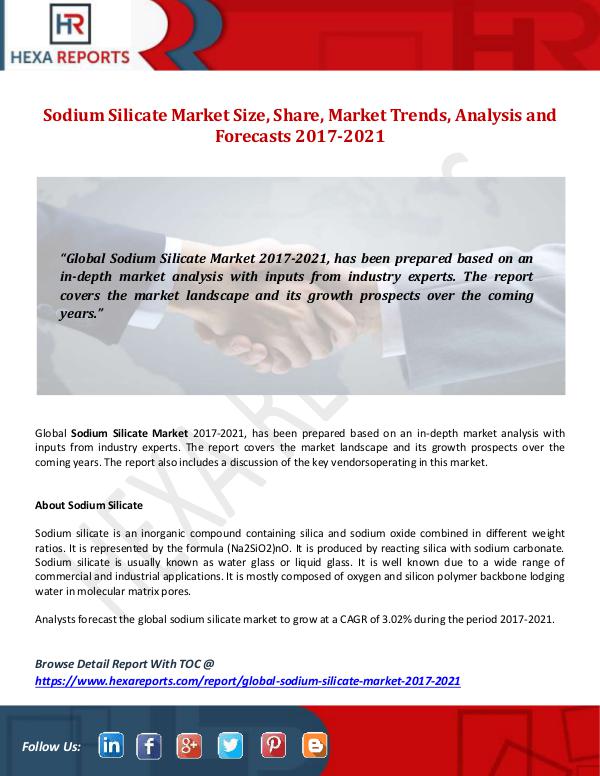 Hexa Reports Sodium Silicate Market Size, Share, Market Trends,