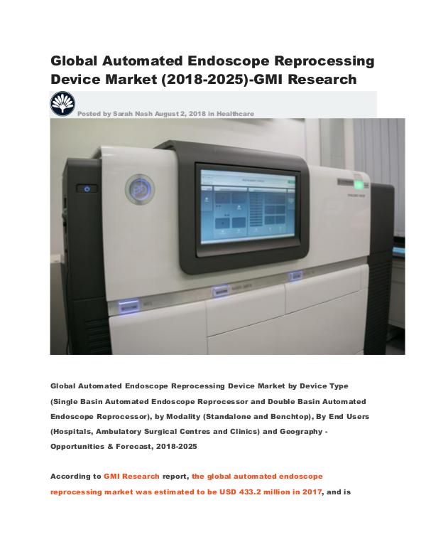 Global Automated Endoscope Reprocessing Device Market (2018-2025) Global Automated Endoscope Reprocessing Device Mar