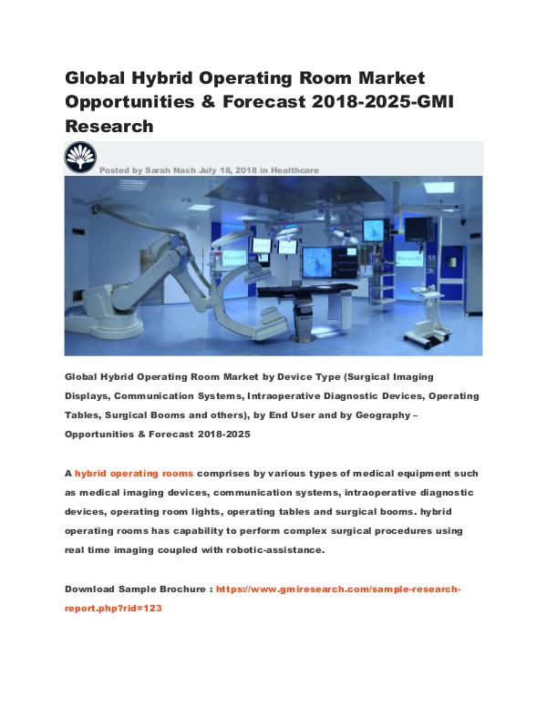 Global Hybrid Operating Room Market Opportunities &Forecast 2018-2025 Global Hybrid Operating Room Market Opportunities