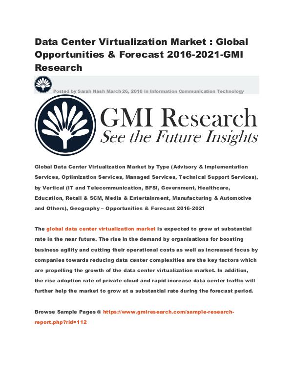 Global Data Center Virtualization Market (2016-2021) - GMI Research Global Data Center Virtualization Market Opportuni