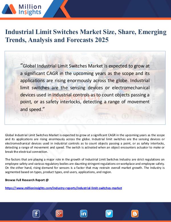 Industrial Limit Switches Market Size, Share, Emer