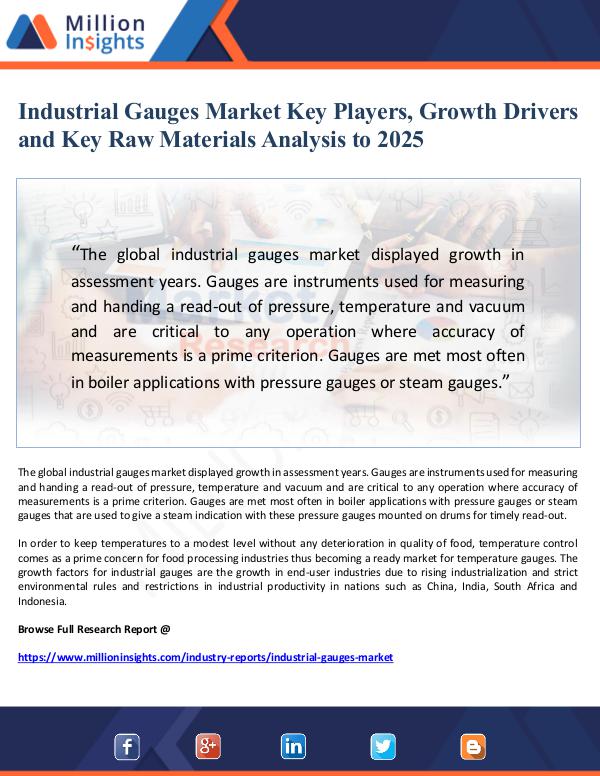 Industrial Gauges Market Key Players, Growth Drive