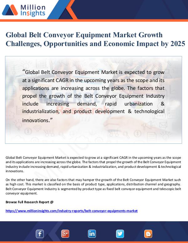 Global Belt Conveyor Equipment Market Growth Chall