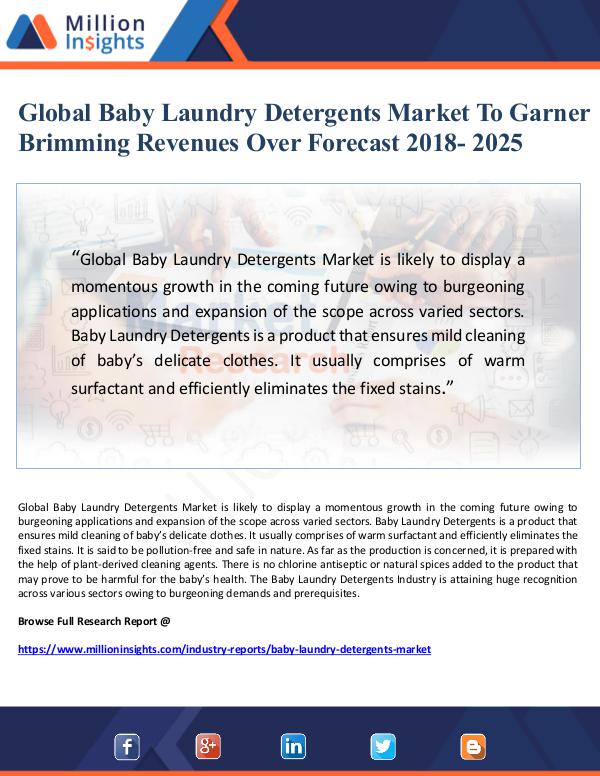Global Baby Laundry Detergents Market To Garner Br