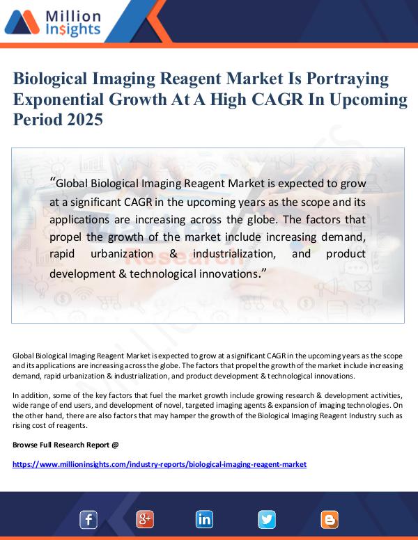 Biological Imaging Reagent Market Is Portraying Ex