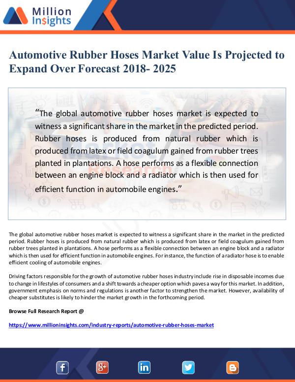 Market Giant Automotive Rubber Hoses Market Value Is Projected