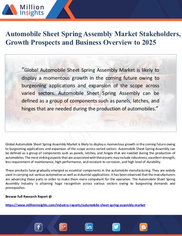Automobile Sheet Spring Assembly Market Stakeholde