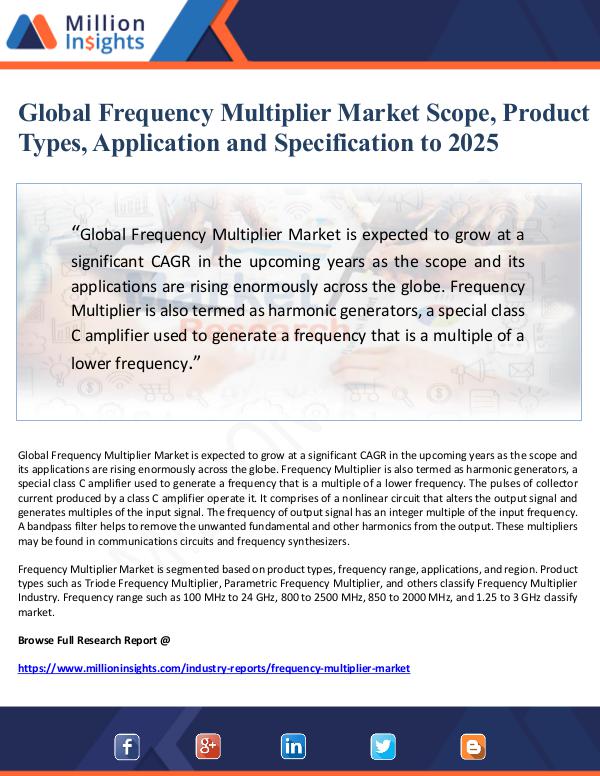 Global Frequency Multiplier Market Scope, Product