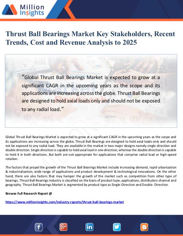 Thrust Ball Bearings Market Key Stakeholders, Rece