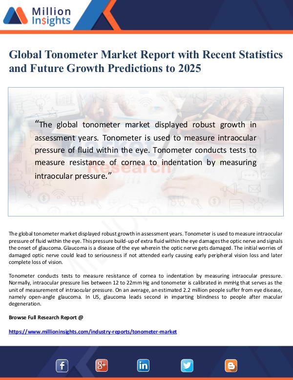 Global Tonometer Market Report with Recent Statist