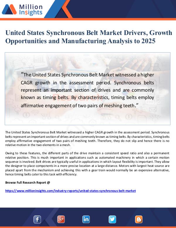 Market Giant United States Synchronous Belt Market Drivers, Gro