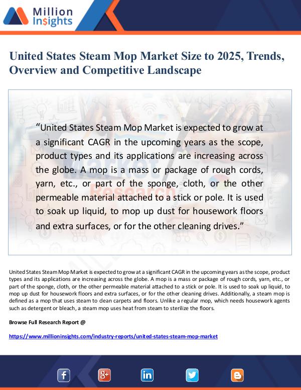 United States Steam Mop Market Size to 2025, Trend