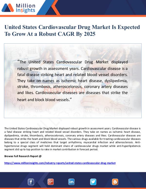 United States Cardiovascular Drug Market Is Expect