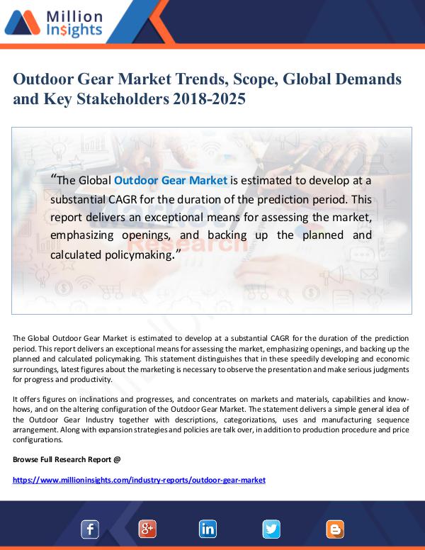 Outdoor Gear Market Trends, Scope, Global Demands