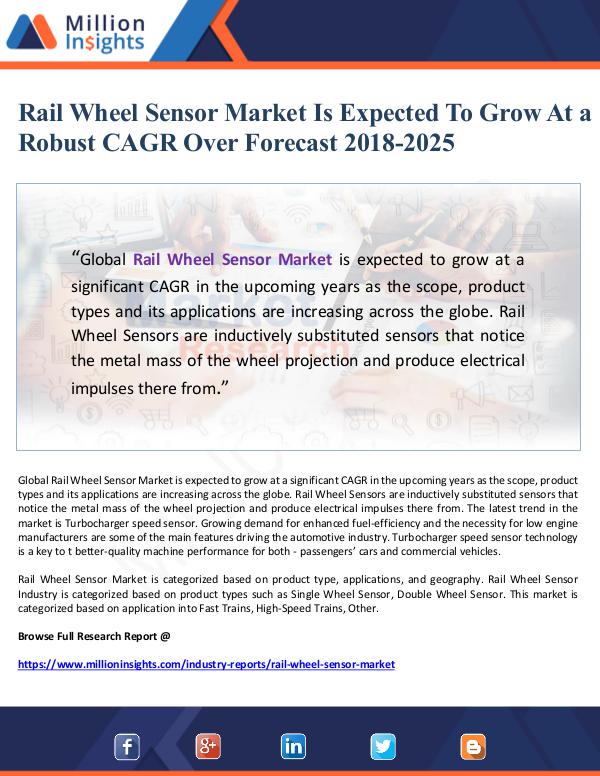 Rail Wheel Sensor Market Is Expected To Grow At a