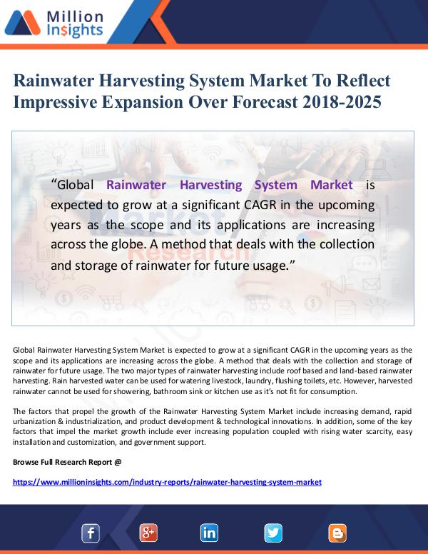 Market Giant Rainwater Harvesting System Market To Reflect Impr