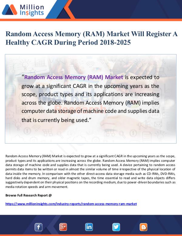 Random Access Memory (RAM) Market Will Register A