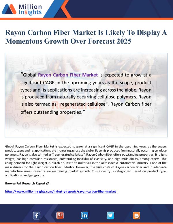 Rayon Carbon Fiber Market Is Likely To Display A M