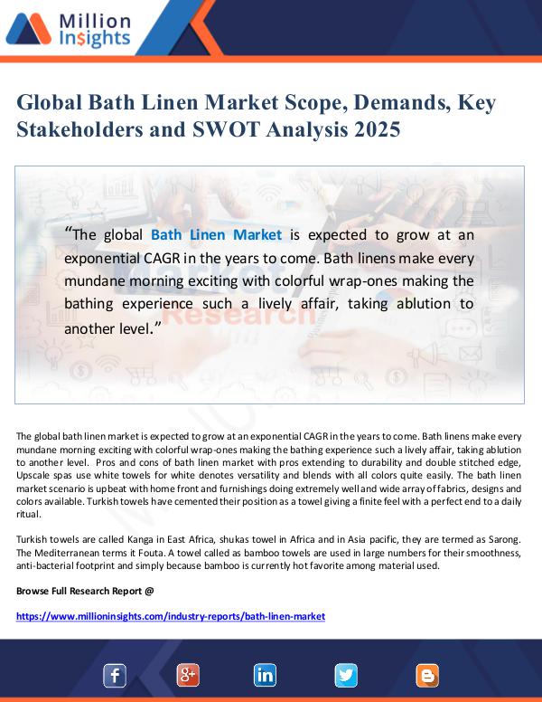 Market Giant Global Bath Linen Market Scope, Demands, Key Stake