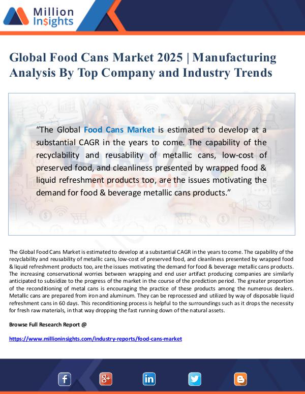 Global Research Global Food Cans Market 2025 - Manufacturing Analy