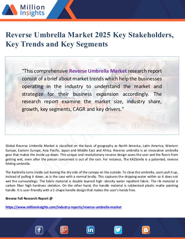Reverse Umbrella Market 2025 Key Stakeholders, Key