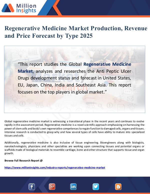 Regenerative Medicine Market Production, Revenue a