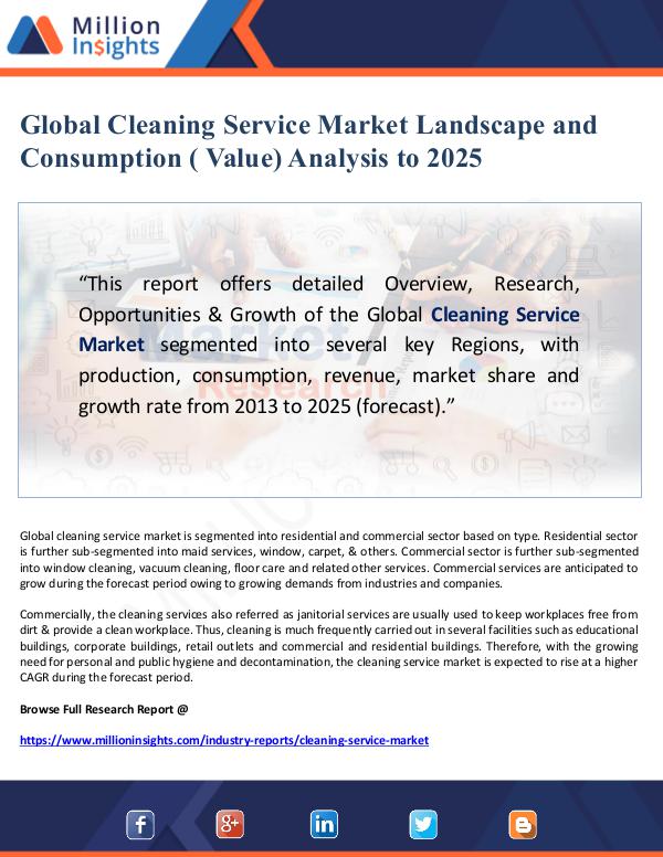 Global Research Global Cleaning Service Market Landscape and Consu