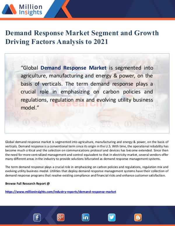 Global Research Demand Response Market Segment and Growth Driving