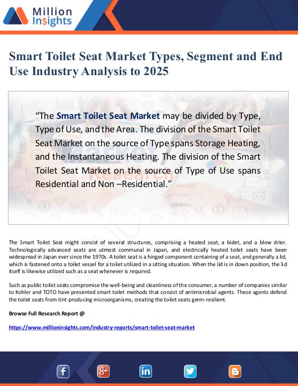 Global Research Smart Toilet Seat Market Types, Segment and End Us